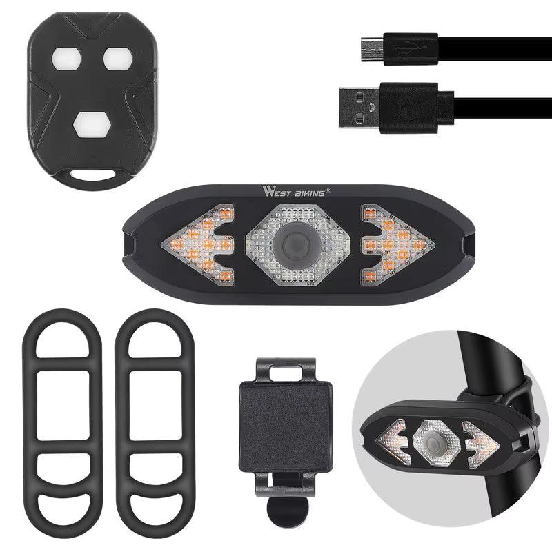 Rechargeable Bicycle Rear Light with Remote β Wireless Directional Beep & Flashing Turn Signal for Safe Rides! - Bodo Now