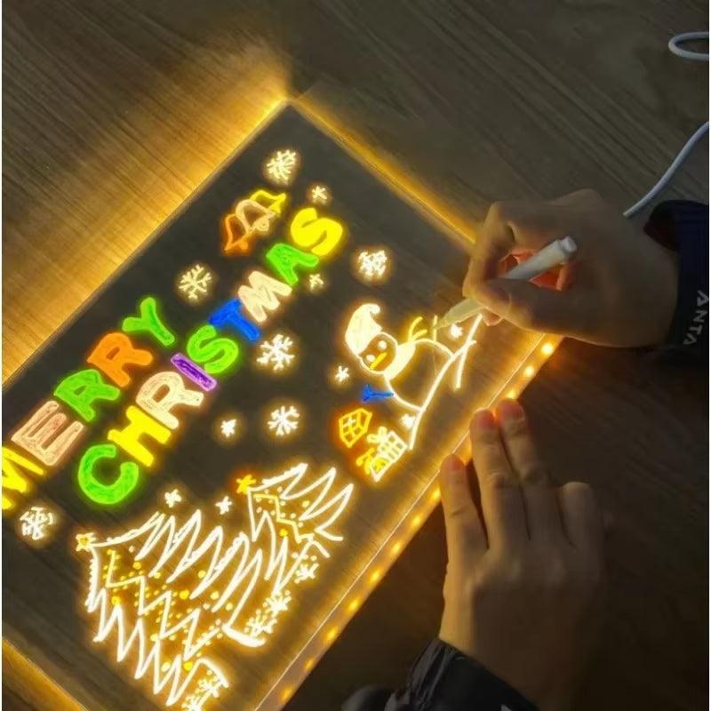 NEONOODLES | LED Glow Message Board - Write, Erase & Shine in 7 Vibrant Colors! Perfect for Office, Home & School - Bodo Now