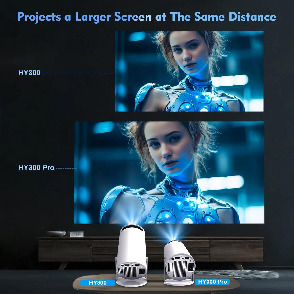 Projector HY300 Pro 4K Android 11 Dual Wifi6 260ANSI Allwinner H713 BT5.0 1080P 1280*720P Home Cinema Outdoor Projetor - Bodo Now