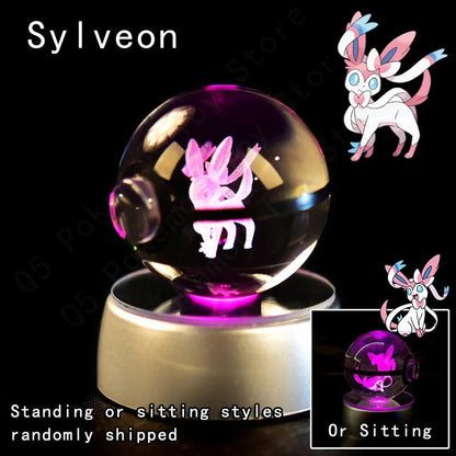 Pokemon 3D Crystal Ball Pikachu Gengar Mew Mewtwo Figurines Lamp Base Pokeball 3D Pokemon Glass Ball Statue Kids Birthday Gift - Bodo Now