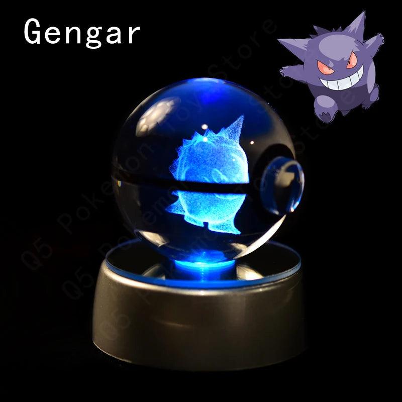 Pokemon 3D Crystal Ball Pikachu Gengar Mew Mewtwo Figurines Lamp Base Pokeball 3D Pokemon Glass Ball Statue Kids Birthday Gift - Bodo Now