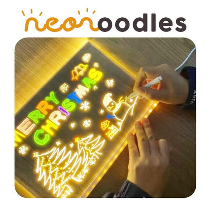 NEONOODLES | LED Glow Message Board - Write, Erase & Shine in 7 Vibrant Colors! Perfect for Office, Home & School - Bodo Now