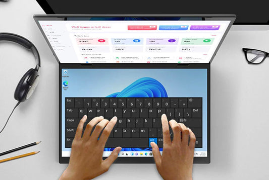 14” Dual Touchscreen Laptop – Foldable, Ultra-HD, Windows 11 Power! 🚀💻 - Bodo Now