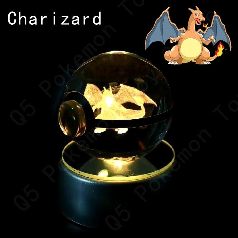 Pokemon 3D Crystal Ball Pikachu Gengar Mew Mewtwo Figurines Lamp Base Pokeball 3D Pokemon Glass Ball Statue Kids Birthday Gift - Bodo Now