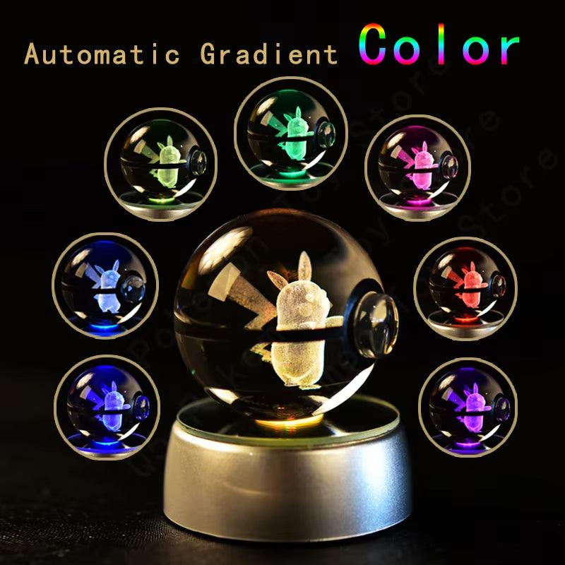 Pokemon 3D Crystal Ball Pikachu Gengar Mew Mewtwo Figurines Lamp Base Pokeball 3D Pokemon Glass Ball Statue Kids Birthday Gift - Bodo Now