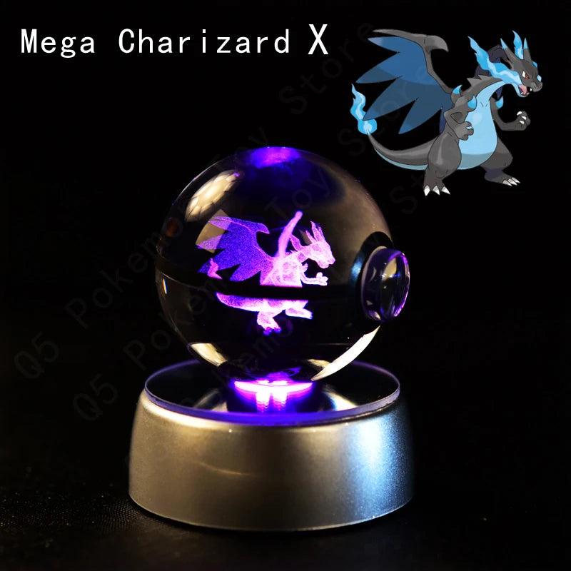 Pokemon 3D Crystal Ball Pikachu Gengar Mew Mewtwo Figurines Lamp Base Pokeball 3D Pokemon Glass Ball Statue Kids Birthday Gift - Bodo Now