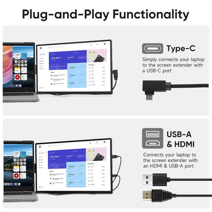 14.1” Portable FHD IPS Monitor – Dual Screen Extender for PC, Switch, Mac & Laptops – 1200P HD Gaming & Productivity! - Bodo Now