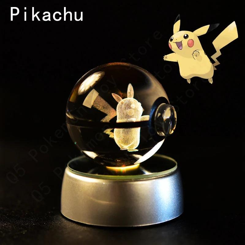 Pokemon 3D Crystal Ball Pikachu Gengar Mew Mewtwo Figurines Lamp Base Pokeball 3D Pokemon Glass Ball Statue Kids Birthday Gift - Bodo Now