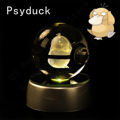 Pokemon 3D Crystal Ball Pikachu Gengar Mew Mewtwo Figurines Lamp Base Pokeball 3D Pokemon Glass Ball Statue Kids Birthday Gift - Bodo Now