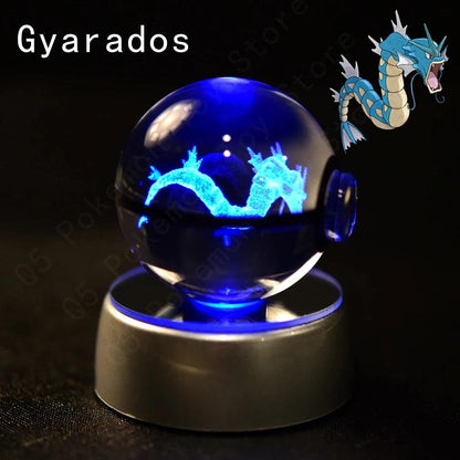 Pokemon 3D Crystal Ball Pikachu Gengar Mew Mewtwo Figurines Lamp Base Pokeball 3D Pokemon Glass Ball Statue Kids Birthday Gift - Bodo Now