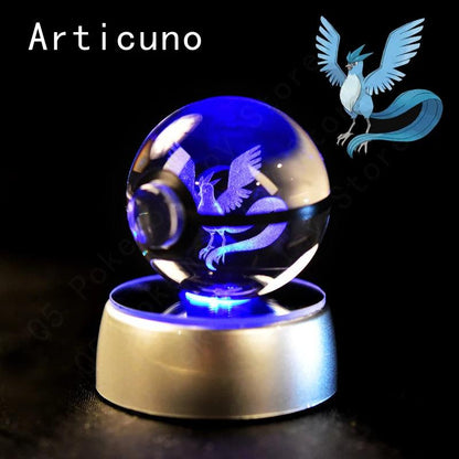 Pokemon 3D Crystal Ball Pikachu Gengar Mew Mewtwo Figurines Lamp Base Pokeball 3D Pokemon Glass Ball Statue Kids Birthday Gift - Bodo Now