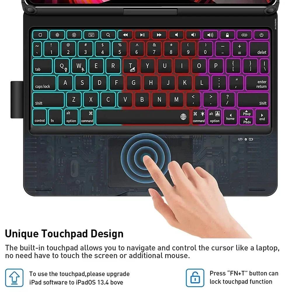 360° Rotatable Backlit Keyboard Case for iPad Pro & Air – Magic Precision, Ultimate Style! - Bodo Now