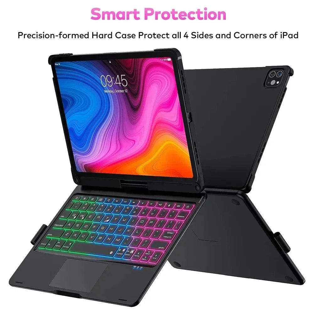 360° Rotatable Backlit Keyboard Case for iPad Pro & Air – Magic Precision, Ultimate Style! - Bodo Now