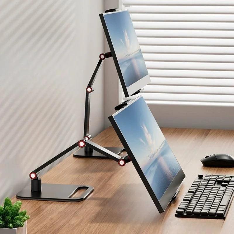 Portable Monitor Desk Holder Metal Stand 16 Inch Universal Expandable Display Base Vesa Mount External Vertical Screen Expansion - Bodo Now