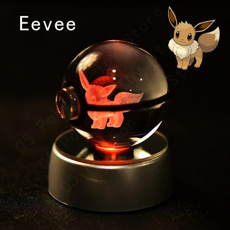 Pokemon 3D Crystal Ball Pikachu Gengar Mew Mewtwo Figurines Lamp Base Pokeball 3D Pokemon Glass Ball Statue Kids Birthday Gift - Bodo Now