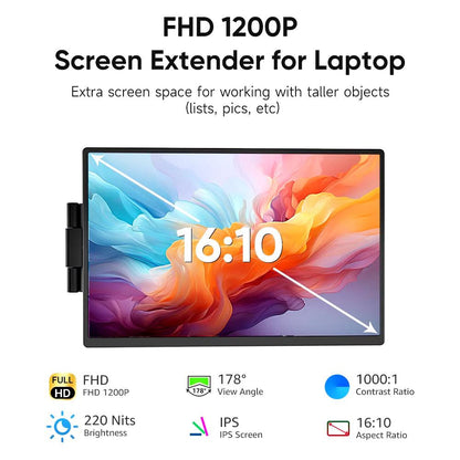 14.1” Portable FHD IPS Monitor – Dual Screen Extender for PC, Switch, Mac & Laptops – 1200P HD Gaming & Productivity! - Bodo Now