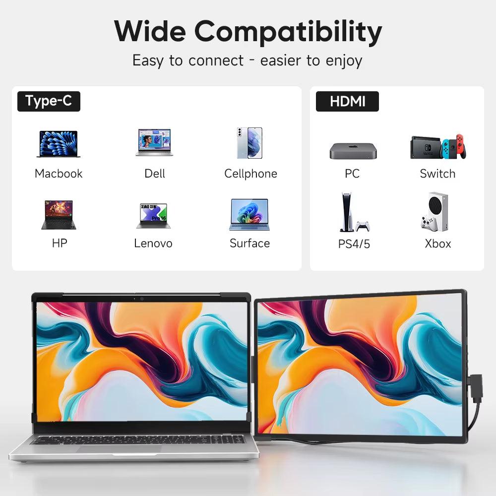 14.1” Portable FHD IPS Monitor – Dual Screen Extender for PC, Switch, Mac & Laptops – 1200P HD Gaming & Productivity! - Bodo Now