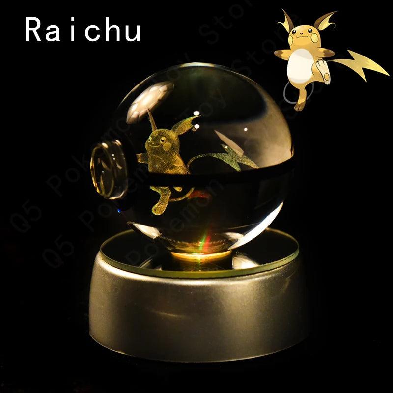 Pokemon 3D Crystal Ball Pikachu Gengar Mew Mewtwo Figurines Lamp Base Pokeball 3D Pokemon Glass Ball Statue Kids Birthday Gift - Bodo Now