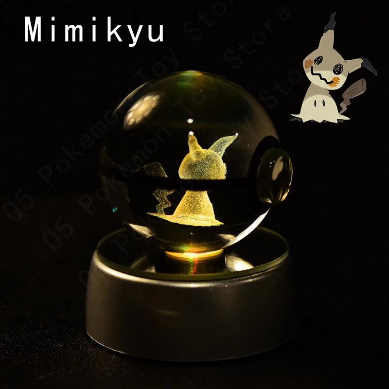 Pokemon 3D Crystal Ball Pikachu Gengar Mew Mewtwo Figurines Lamp Base Pokeball 3D Pokemon Glass Ball Statue Kids Birthday Gift - Bodo Now