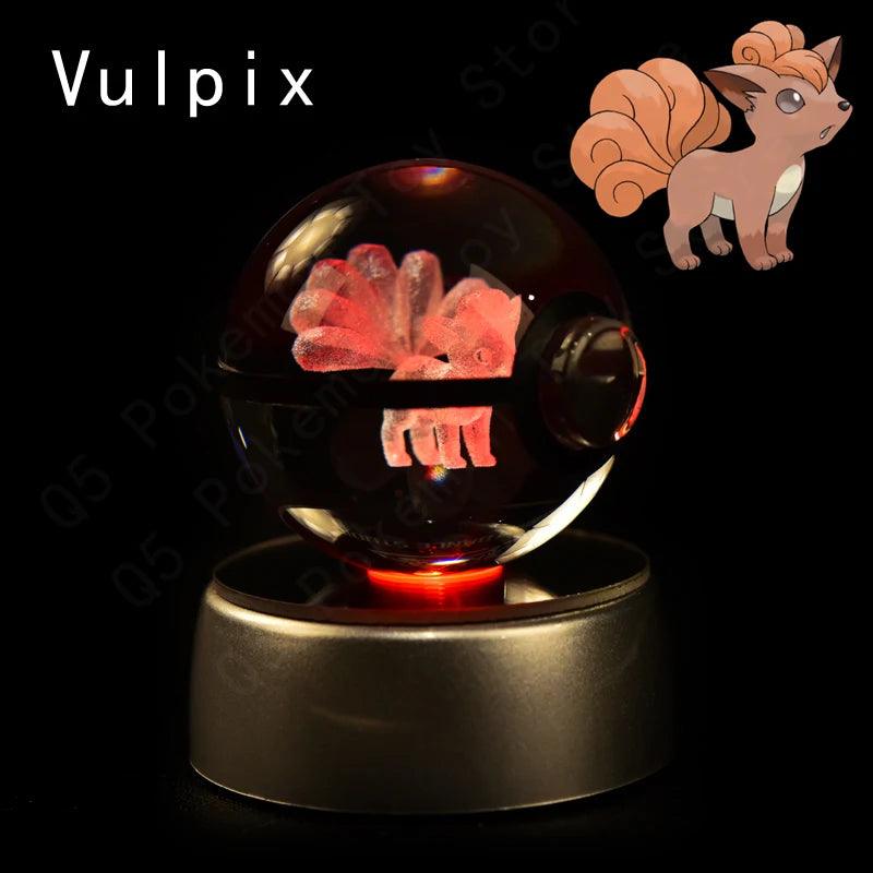 Pokemon 3D Crystal Ball Pikachu Gengar Mew Mewtwo Figurines Lamp Base Pokeball 3D Pokemon Glass Ball Statue Kids Birthday Gift - Bodo Now