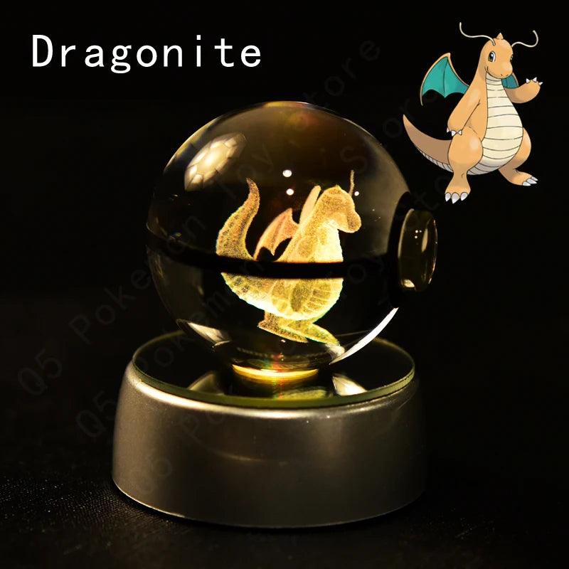 Pokemon 3D Crystal Ball Pikachu Gengar Mew Mewtwo Figurines Lamp Base Pokeball 3D Pokemon Glass Ball Statue Kids Birthday Gift - Bodo Now