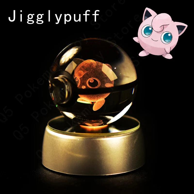 Pokemon 3D Crystal Ball Pikachu Gengar Mew Mewtwo Figurines Lamp Base Pokeball 3D Pokemon Glass Ball Statue Kids Birthday Gift - Bodo Now