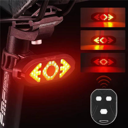 Rechargeable Bicycle Rear Light with Remote – Wireless Directional Beep & Flashing Turn Signal for Safe Rides! - Bodo Now