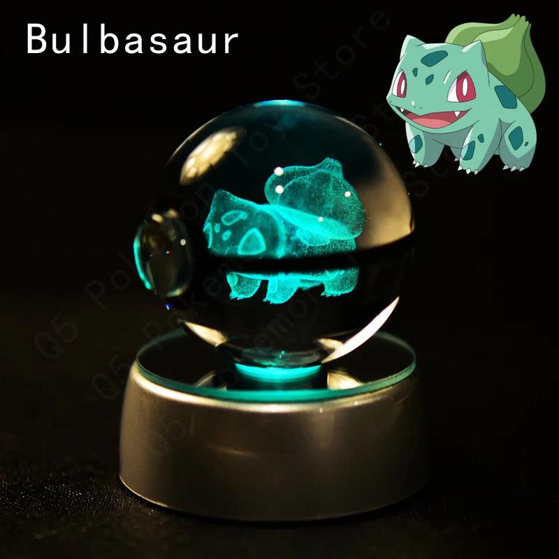 Pokemon 3D Crystal Ball Pikachu Gengar Mew Mewtwo Figurines Lamp Base Pokeball 3D Pokemon Glass Ball Statue Kids Birthday Gift - Bodo Now