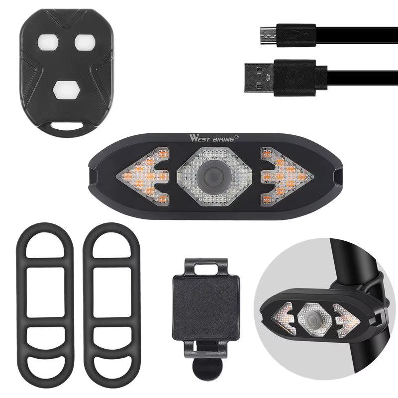 Rechargeable Bicycle Rear Light with Remote – Wireless Directional Beep & Flashing Turn Signal for Safe Rides! - Bodo Now