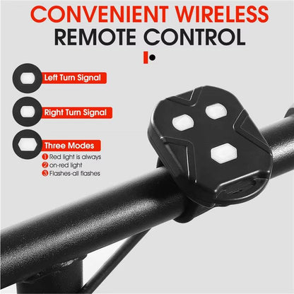 Rechargeable Bicycle Rear Light with Remote – Wireless Directional Beep & Flashing Turn Signal for Safe Rides! - Bodo Now