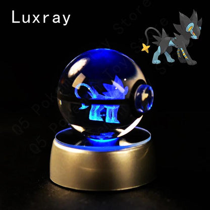 Pokemon 3D Crystal Ball Pikachu Gengar Mew Mewtwo Figurines Lamp Base Pokeball 3D Pokemon Glass Ball Statue Kids Birthday Gift - Bodo Now