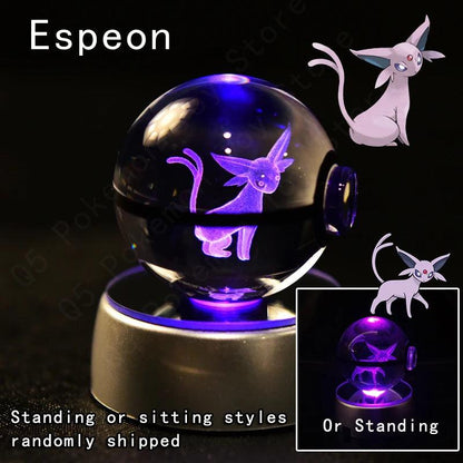 Pokemon 3D Crystal Ball Pikachu Gengar Mew Mewtwo Figurines Lamp Base Pokeball 3D Pokemon Glass Ball Statue Kids Birthday Gift - Bodo Now