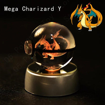 Pokemon 3D Crystal Ball Pikachu Gengar Mew Mewtwo Figurines Lamp Base Pokeball 3D Pokemon Glass Ball Statue Kids Birthday Gift - Bodo Now